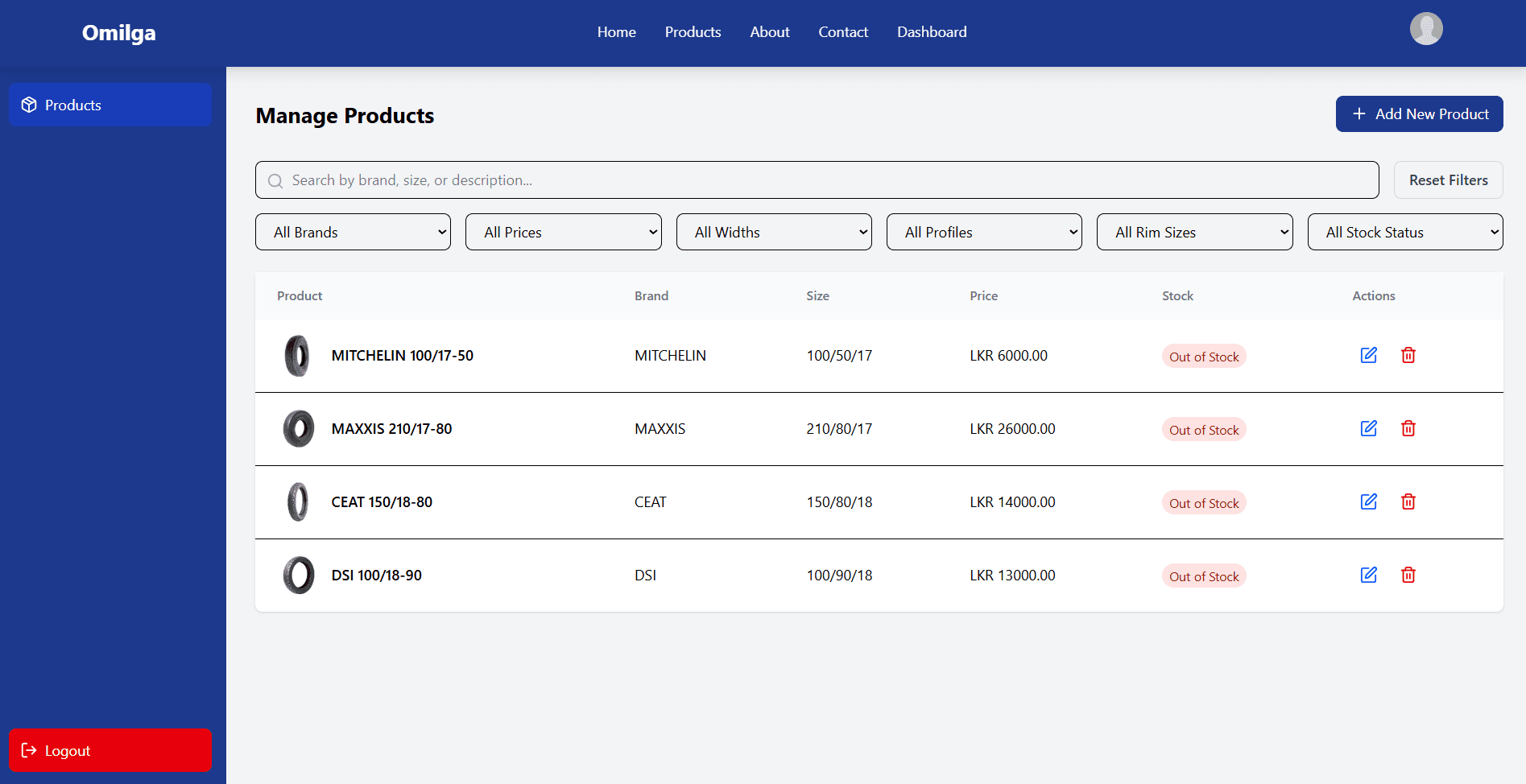 Omilga Tyreshop Frontend screenshot 4