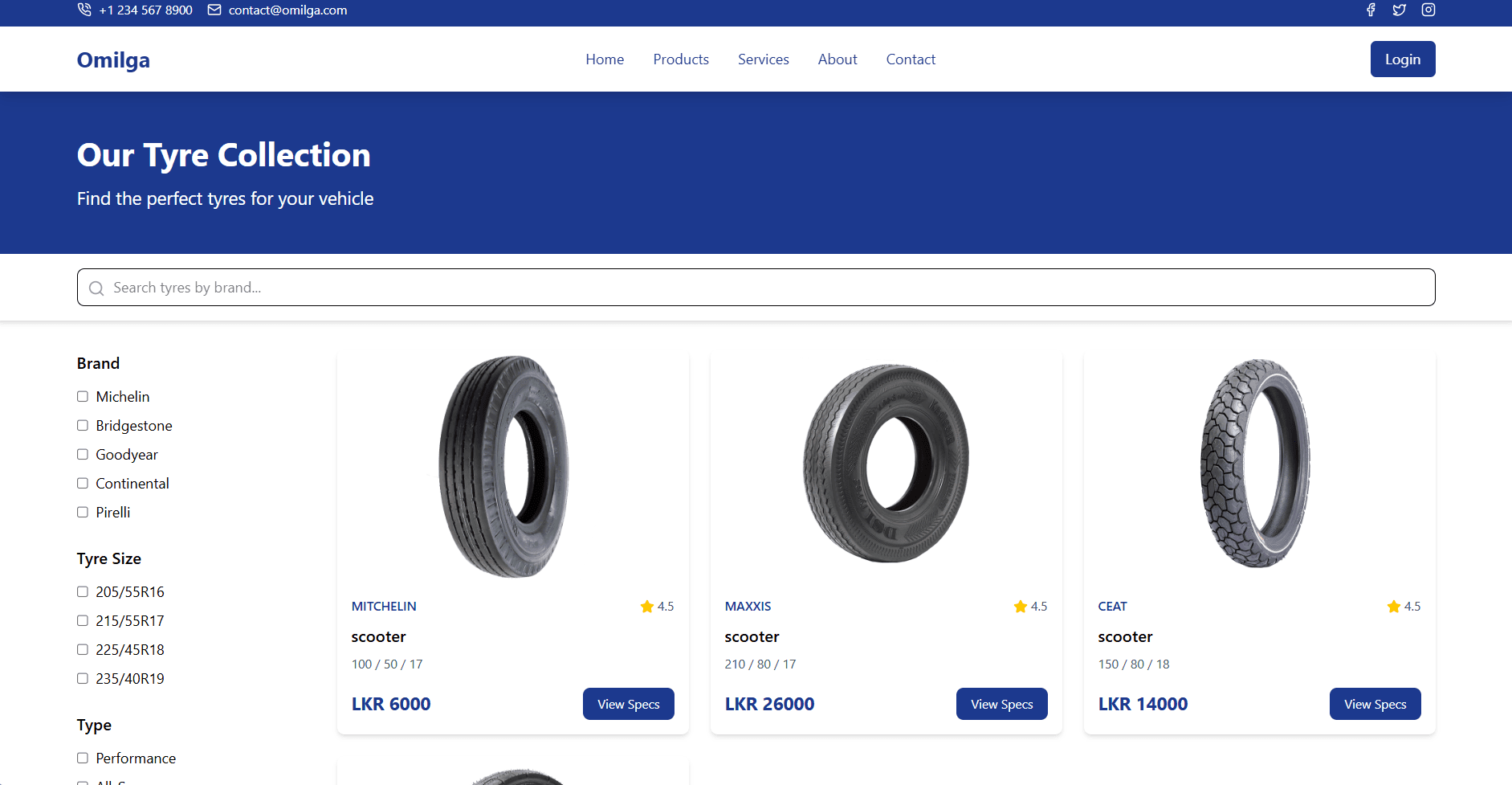Omilga Tyreshop Frontend screenshot 2